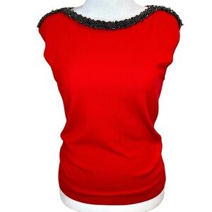 Jones New York Collection Red Sleeveless Knit Top Size L